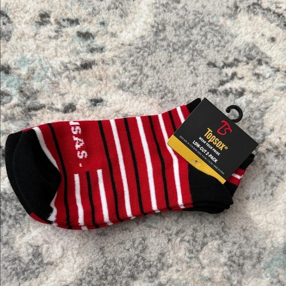 Topsox Red and Black Striped Arkansas Razorbacks 2 Pack Socks